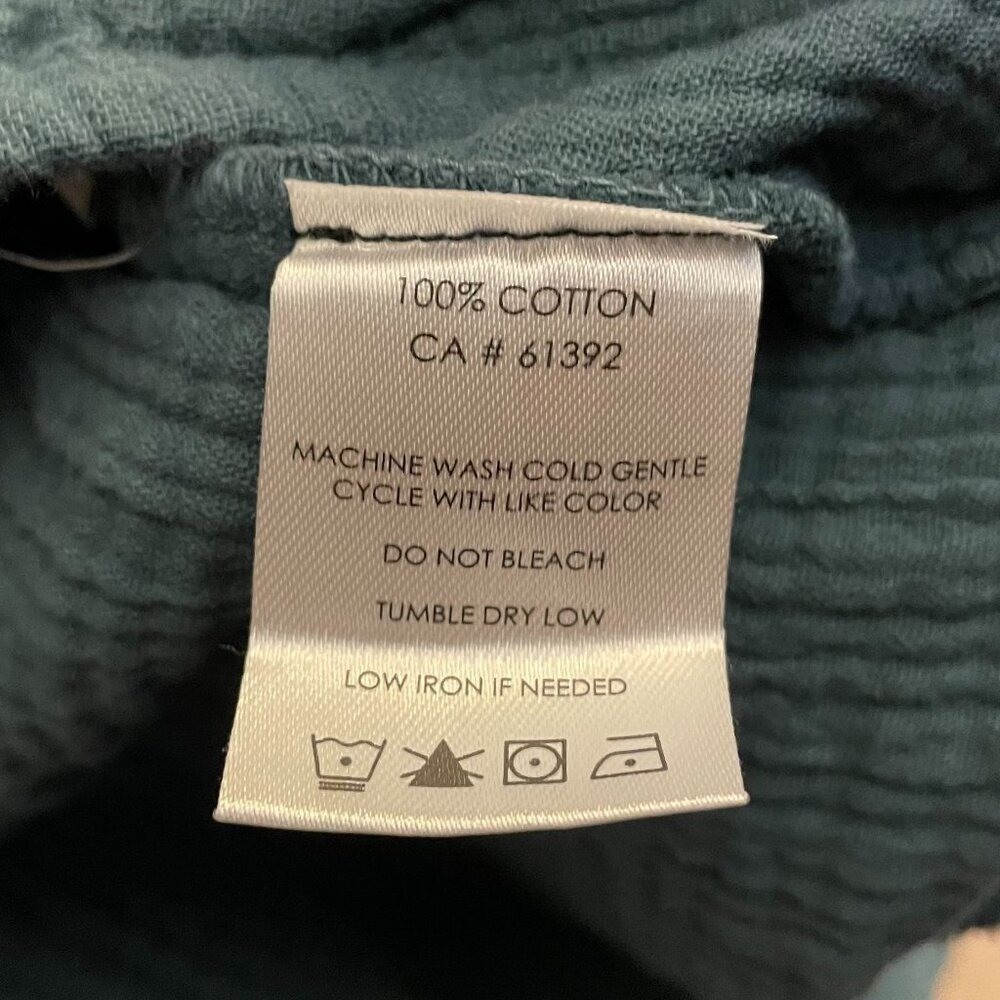 Shannon Passero GreenTextured Cotton Dress S Crinkle Gauze Lagenlook Pockets - Picture 4 of 8